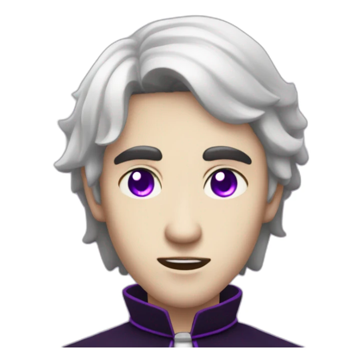 pale handsome angsty vampire priest with short wavy black hair and violet eyes sticker
