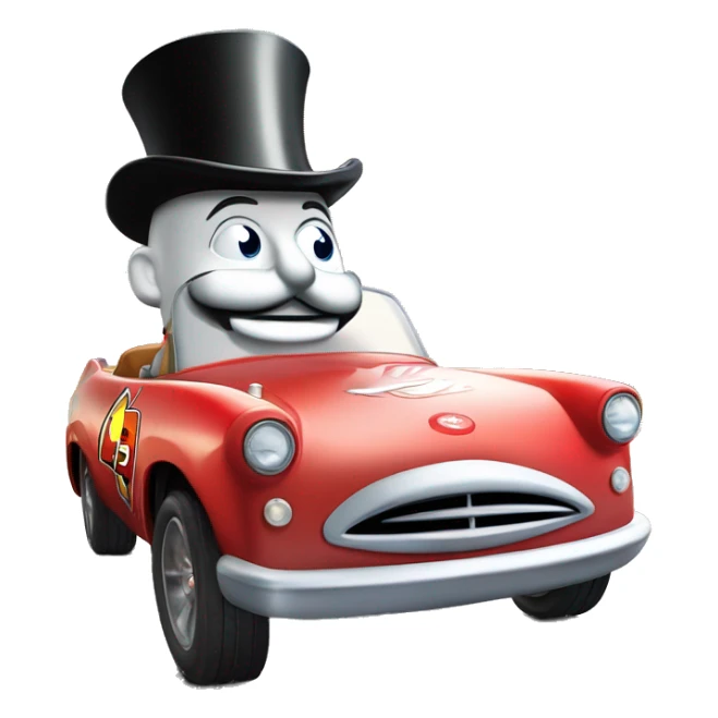 mr.monopoly monopoly go in a disney lightning McQueen car sticker