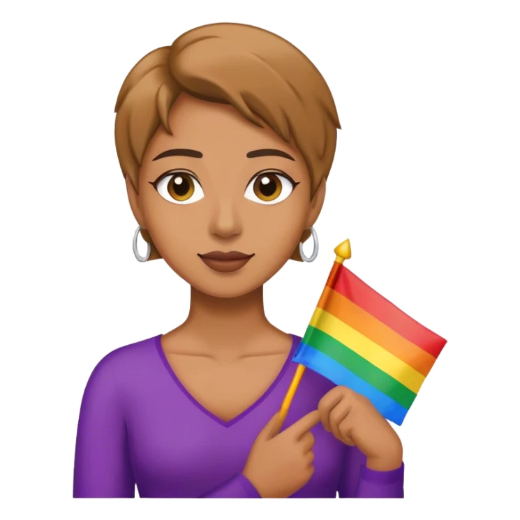 woman with lgbt flag sticker
