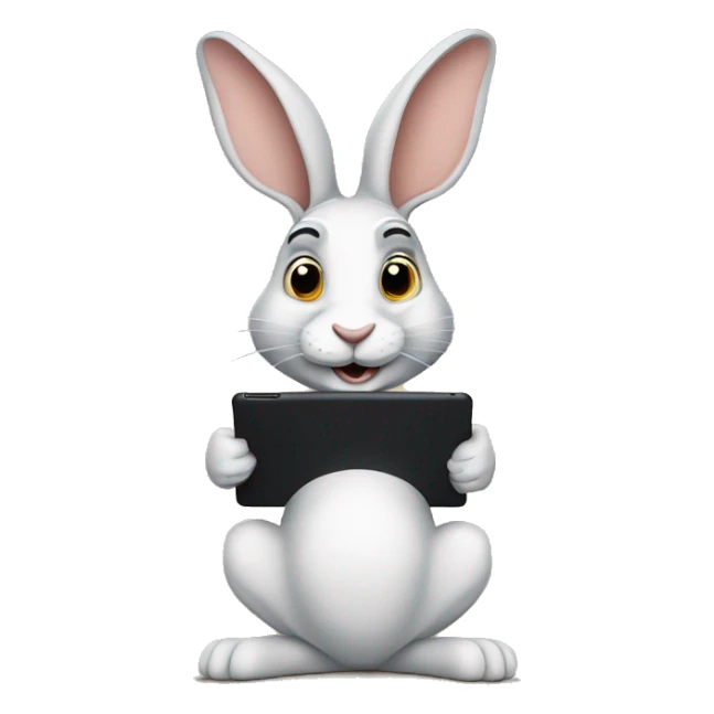 Jack rabbit holding an iPad sticker