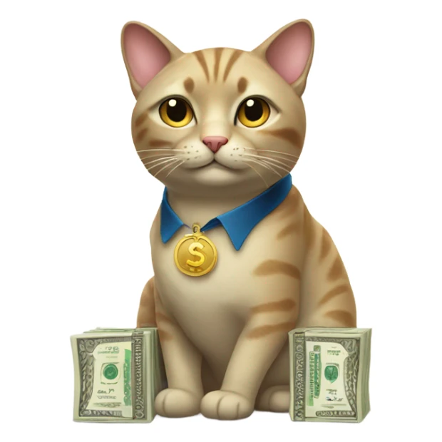 Very rich cat holding a lot of money sticker