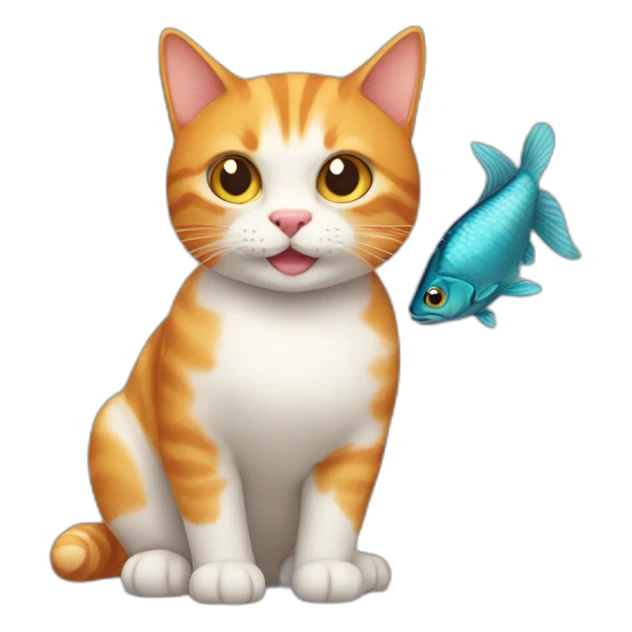 a ginger cat with a belly full of fishes sticker
