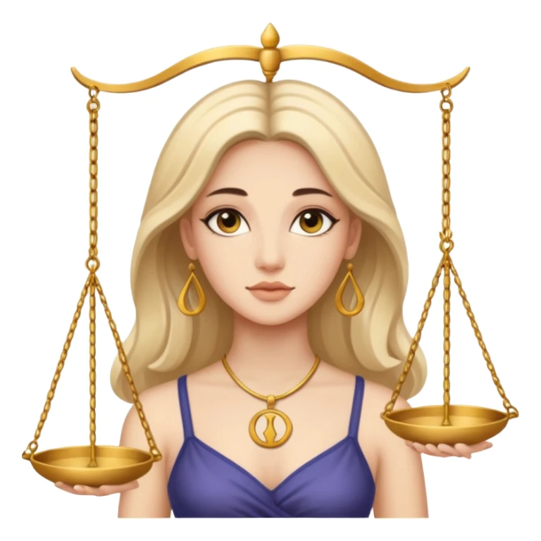 Libra woman emoji, graceful, with Libra symbol sticker