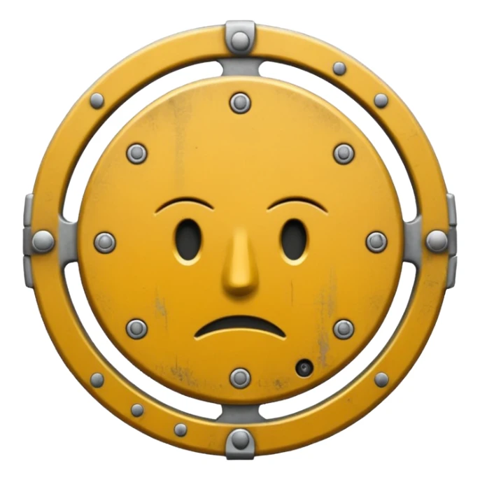 fais moi un boucliert gris avec un ? sticker