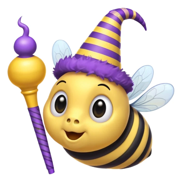 a Bee with purle Birthday Hat, Bee blowing party horn sticker