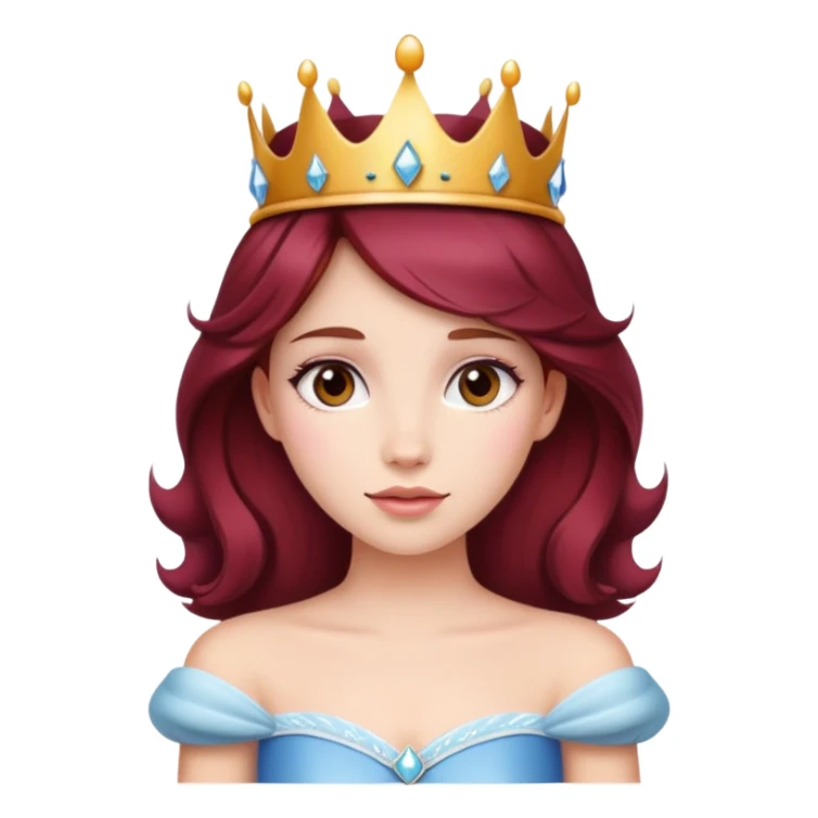 Beautiful burgundy haired girl wearing a princess crown sticker