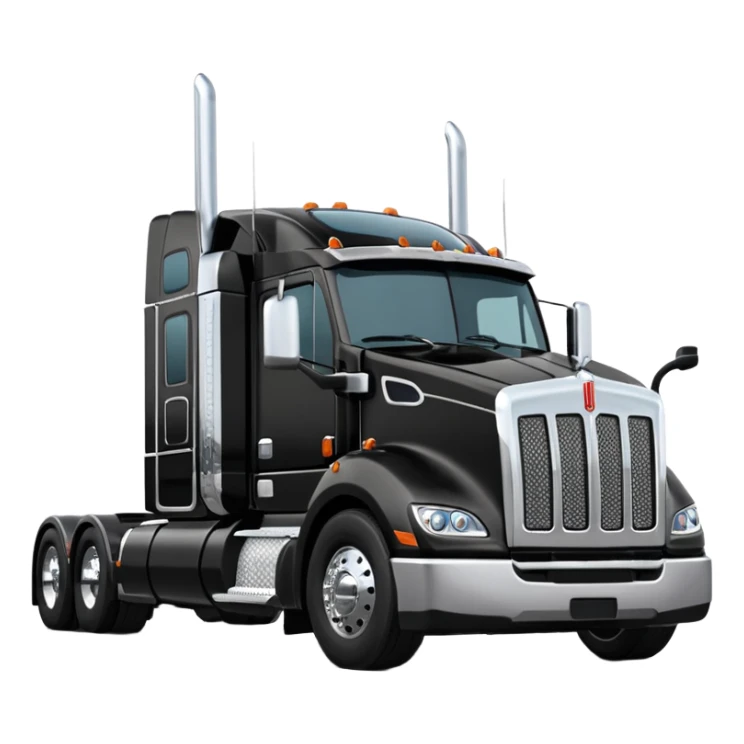 2026 Black Kenworth T680 Flat Top Semi Sleeper with stacks make realistic sticker
