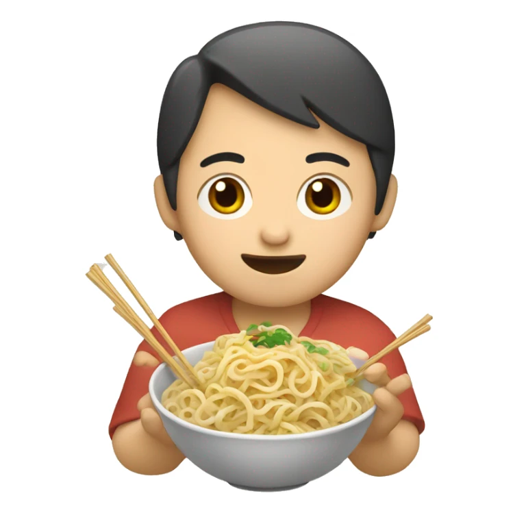 Asian eating noodles sticker