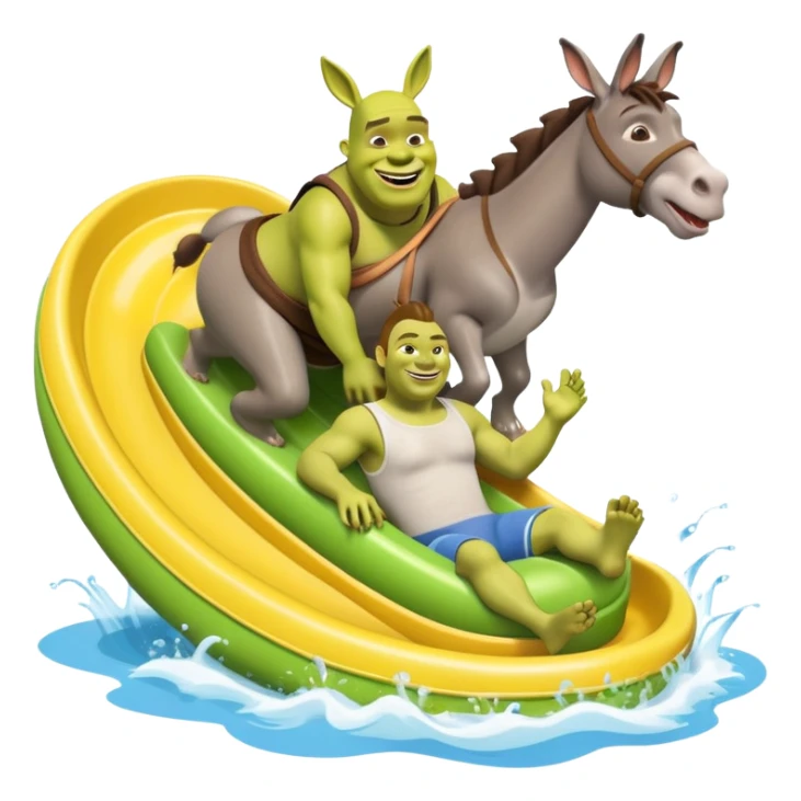 Shrek and donkey on a water slide sticker