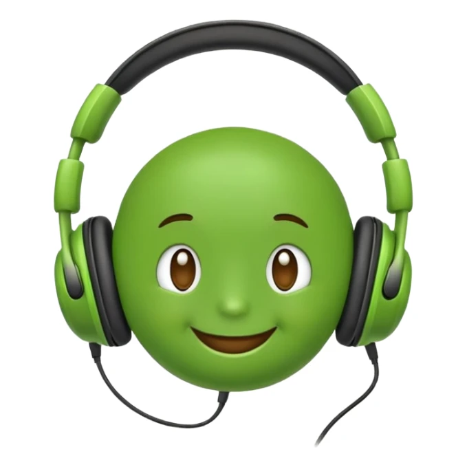 classic green pea emoji with headphones sticker
