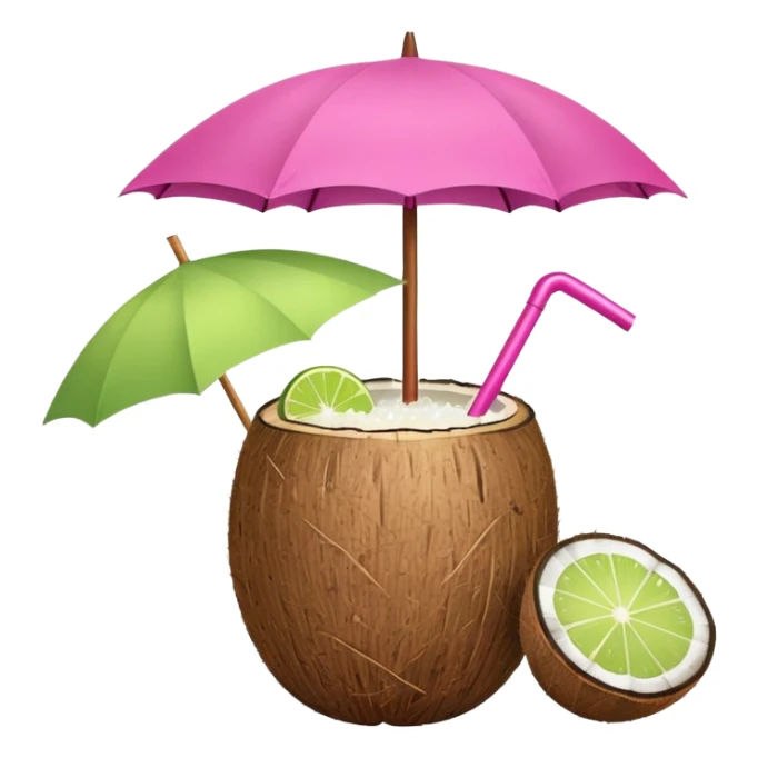 coconut drink with pink umbrella sticker