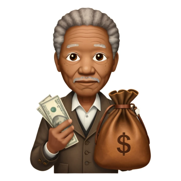 morgan freeman holding money bag sticker