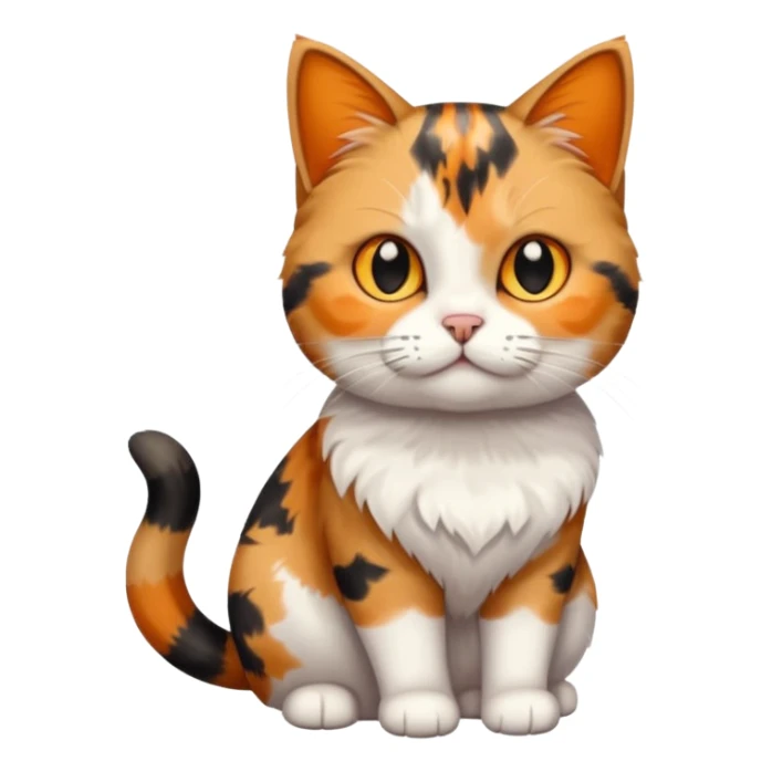 full body calico tabby  cat with small head and short but chubby body sticker