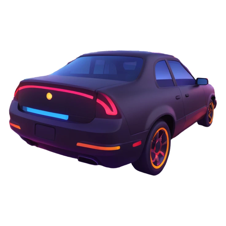 sleek car driving through neon city at night sticker
