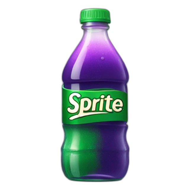 Bottle of sprite with purple liquid and glass inside sticker
