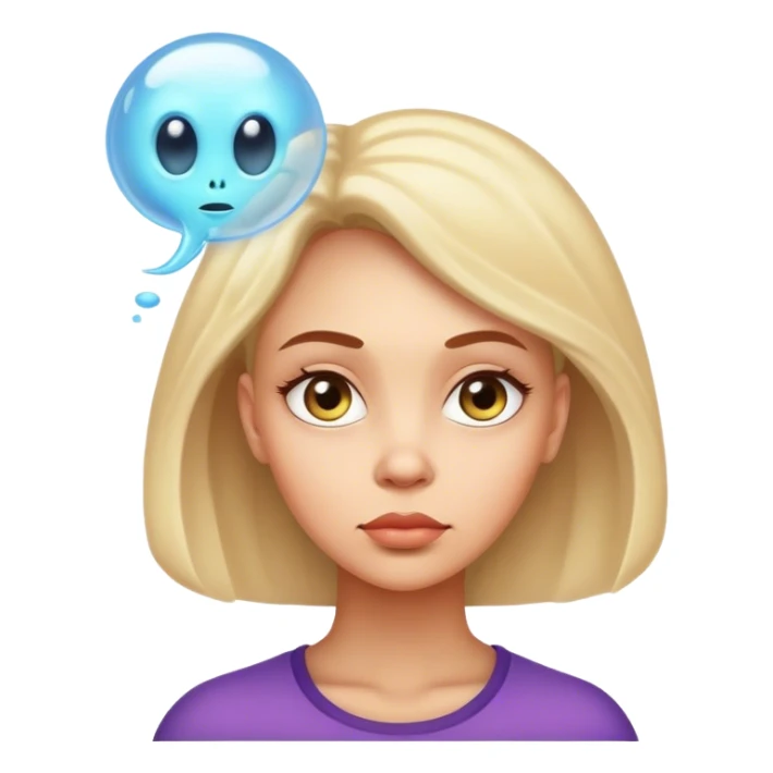 woman with a thinking bubble having an alien in it sticker