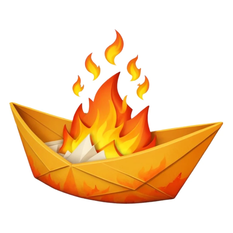 un barco de papel en llamas sticker
