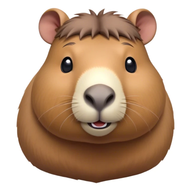 Cinematic Cute Capybara Portrait Emoji, Head tilted playfully and inquisitively, with a delightfully fluffy, rounded form and a characteristically large, flat capybara head featuring a short snout and small ears, accentuated by soft, inviting fur and round, sparkling eyes full of charm, Simplified yet irresistibly adorable features, highly detailed, glowing with a warm, friendly glow, high shine, affectionate and lively, stylized with a touch of whimsical cuteness, soft glowing outline, capturing the essence of a mischievous yet loving capybara that feels like it could tumble out of the screen into your arms! sticker