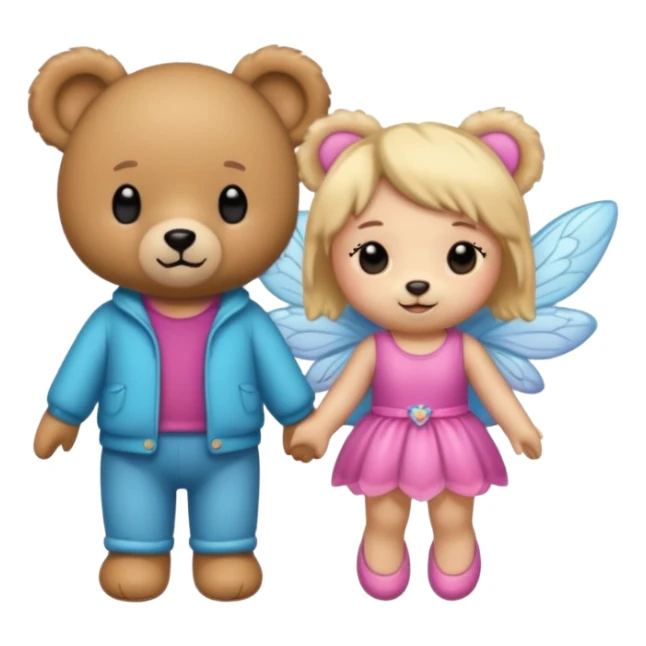 Teddy and fairy as couple sticker