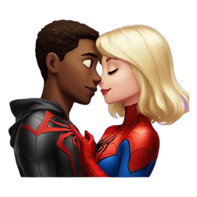Spider-Man Miles Morales and Gwen Spider To kiss sticker