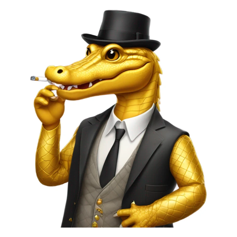 Golden alligator with top hair smoking  sticker