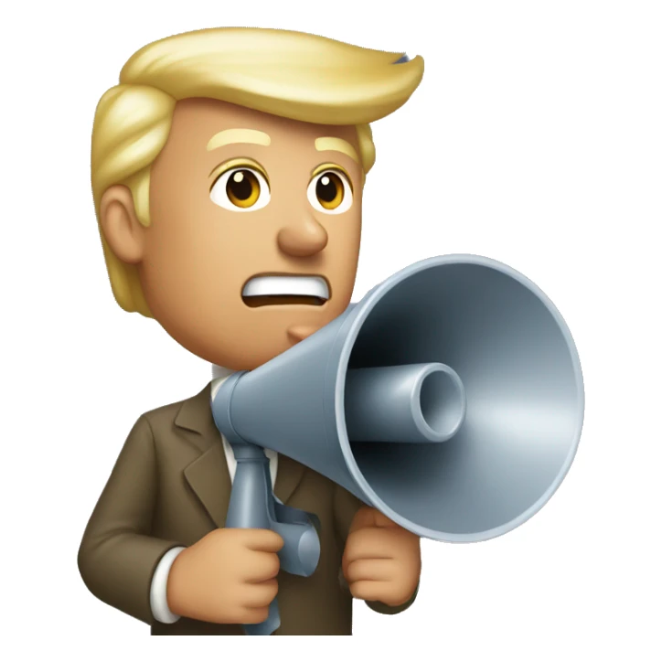trump holds loudspeaker sticker