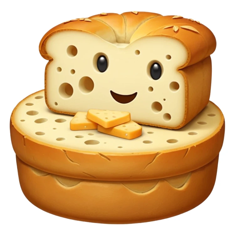 the small and sad bread among the giant cheeses  sticker