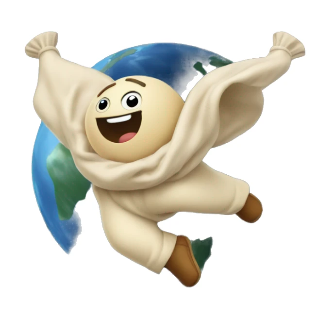 pierogis flying around earth like satelites sticker