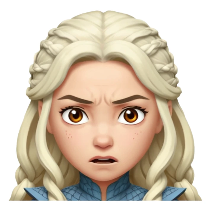 Daenerys Targaryen ANgry from Games of throne character face only younger sticker