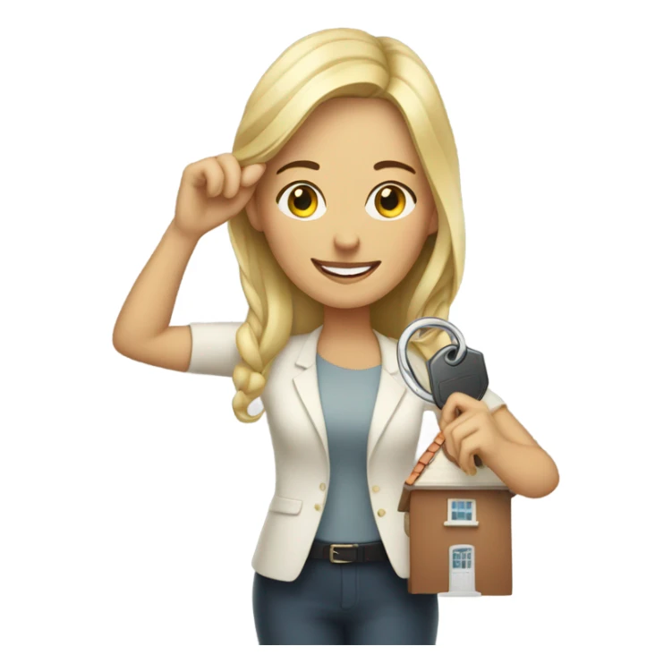 White woman holding keys to her new house  sticker
