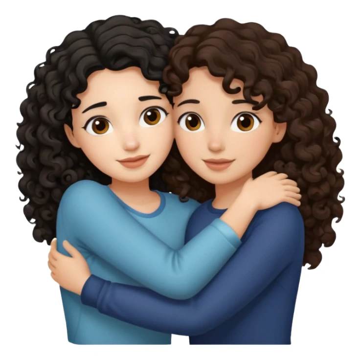 duas meninas lindas uma de cabelo encaracolado e preto e a outra de cabelo castanho ondulado, a darem um abraço de amizade sticker