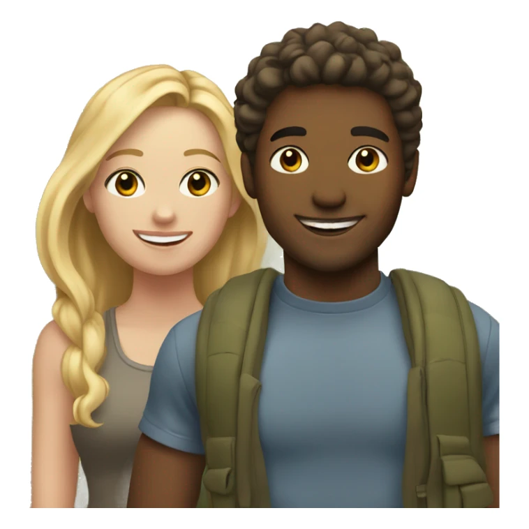 Blonde girl with her boyfriend outdoors smiling sticker