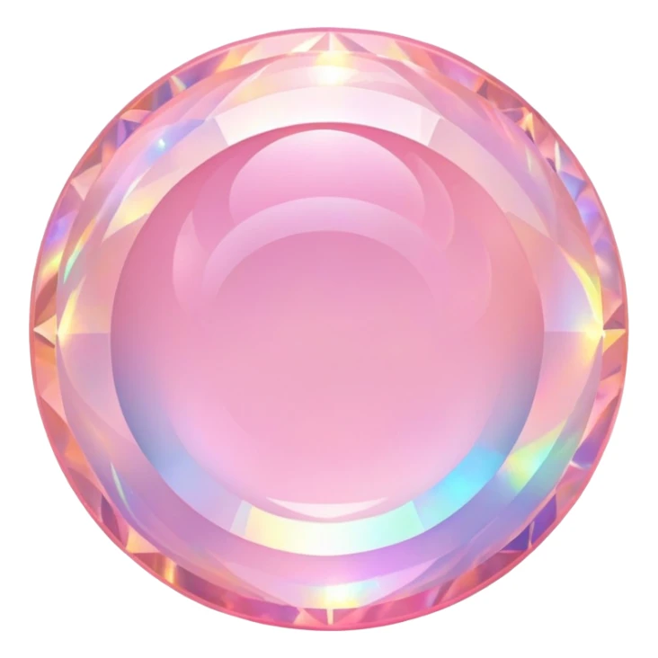round cut pink opal gemstone with layered holographic fire and sparkling highlights sticker