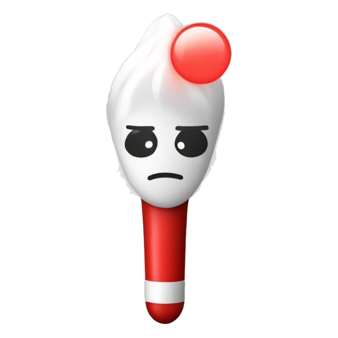 A red K-pop lightstick with FLARE in white sticker