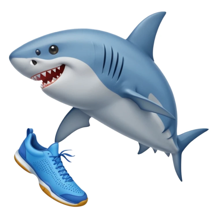 Un requin qui porte des chaussures de tennis bleu sticker