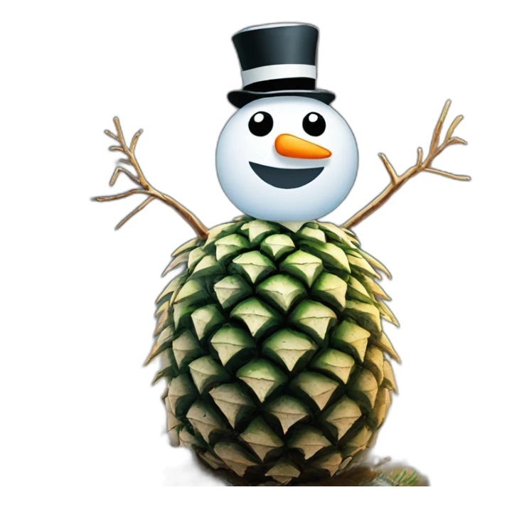 Snowman on a Pineaple in the wood sticker