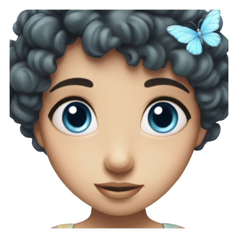 Brunette fairy with enchanting eyes and pastel blue wings  sticker