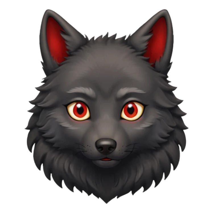 cute black wolf, red eyes with gold hoops in ears sticker