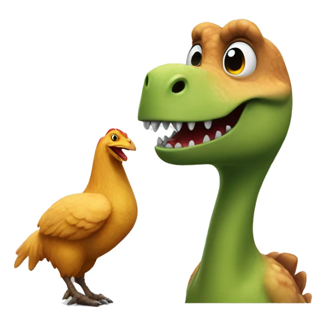 dinosaur saying hi to a chicken sticker