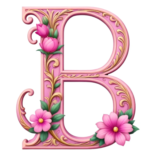 Pink, romantic, flowery, the letter “f” sticker