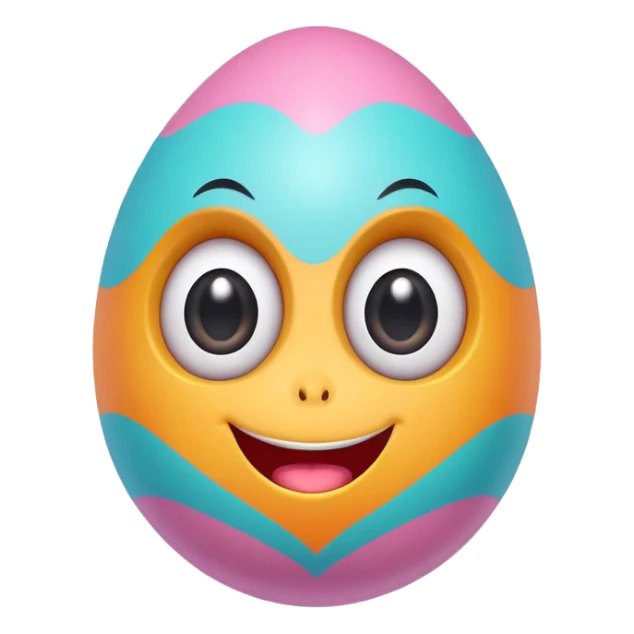 Cute colorful Easter egg character with big expressive eyes and a smiling mouth. sticker