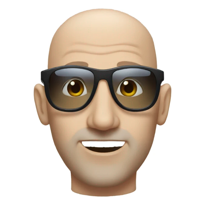 bald man with sunglasses portrait blue eyes sticker