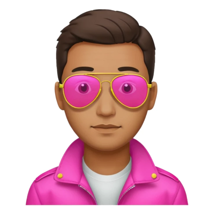 man wearing reflective neon pink aviator sunglasses sticker