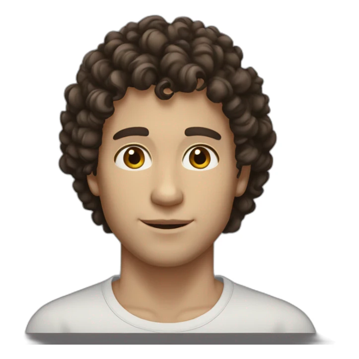 white male curly dark brunette hair brown eyes sticker