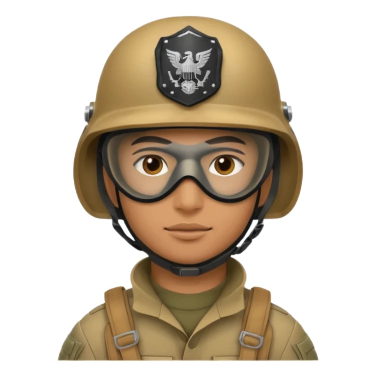 soldier with helmet and wearing mask sticker