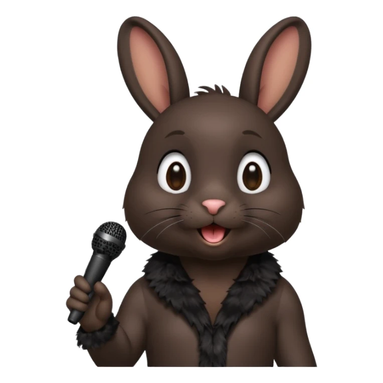 black bunnie singing , holding mic sticker