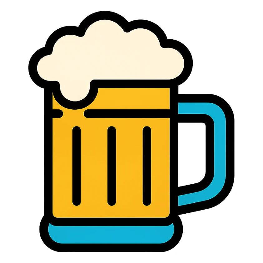 beer mug icon with color outline sticker