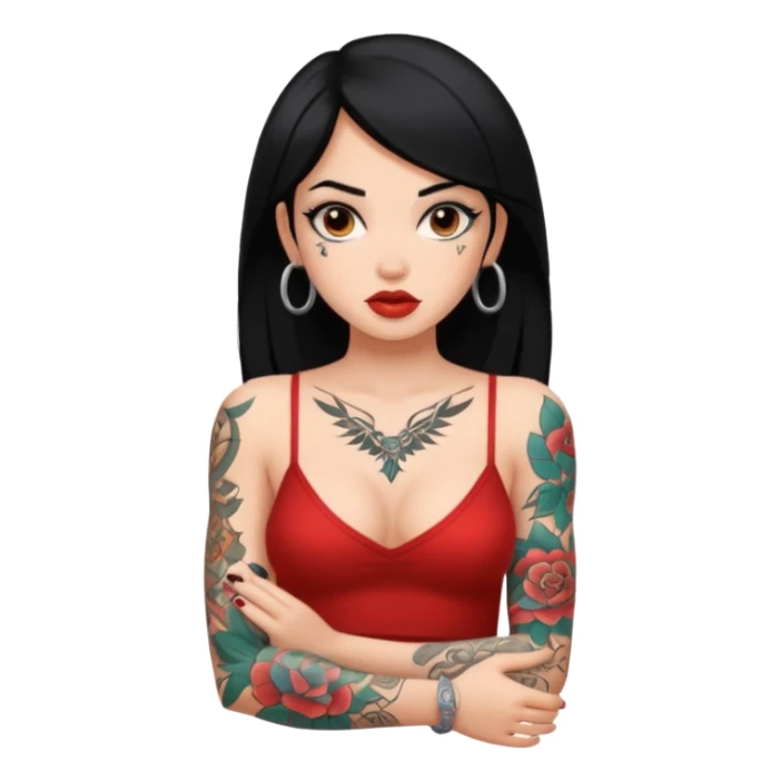 black-haired sexy girl with tattoos  sticker