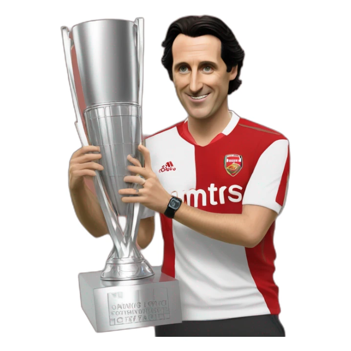 unai emery holding europa league trophy sticker