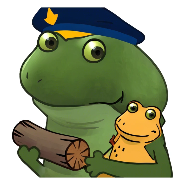 A yellow funny corn with a suspicious smile holding logs in his hands and about to eat them sticker